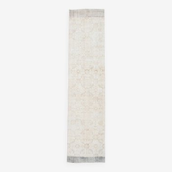 3x11 Rugs For Hallway Beige & Blue Vintage Runner Rug, 82x338Cm