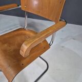 Fauteuils tubulaires fonctionnalistes de Kovona, bois et chrome, Tchécoslovaquie, années 1950