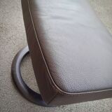 Pair of Scandinavian leather armchairs and ottoman, Ekornes, Norway, 1970s