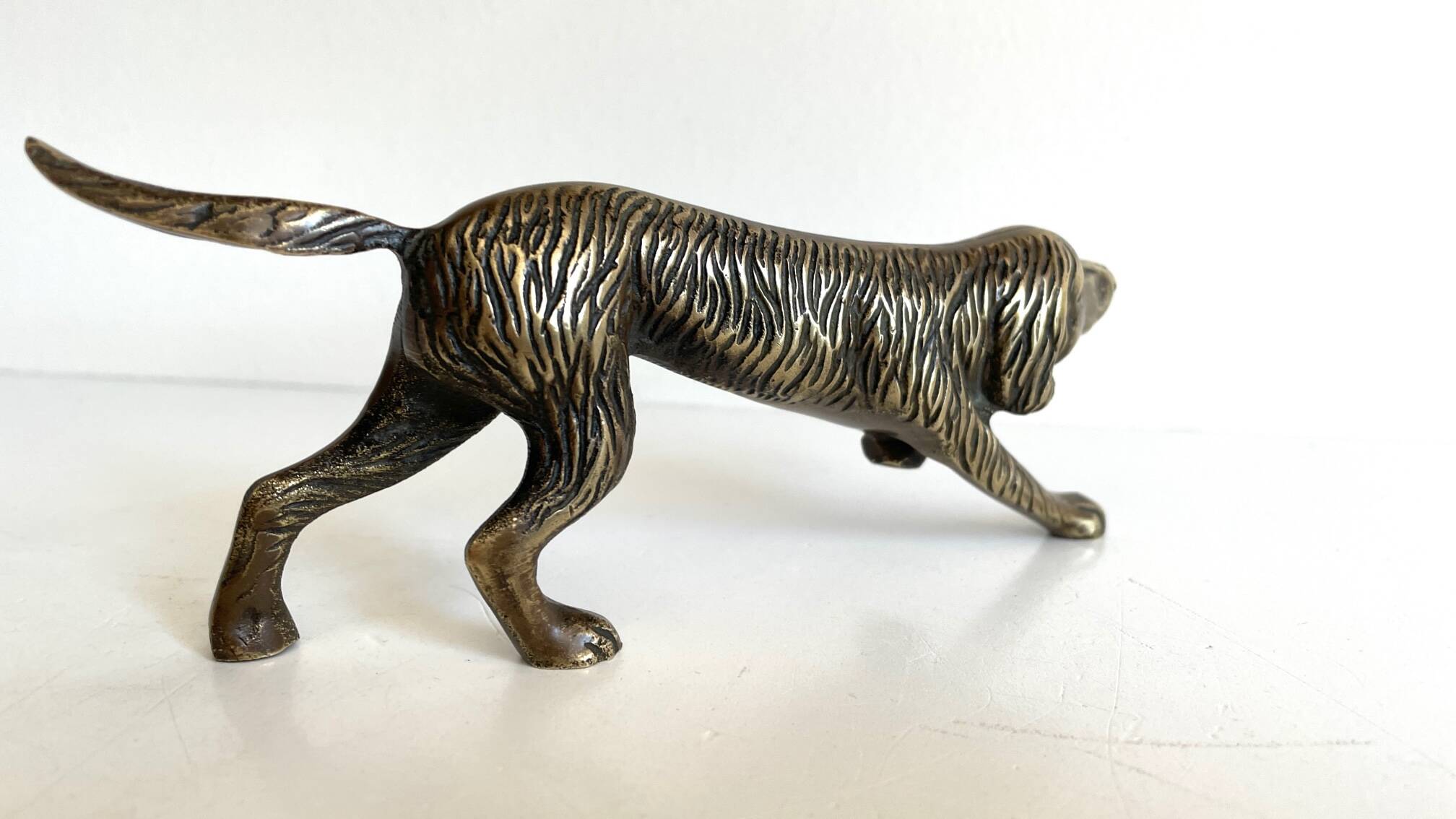 Vintage solid brass decorative dog