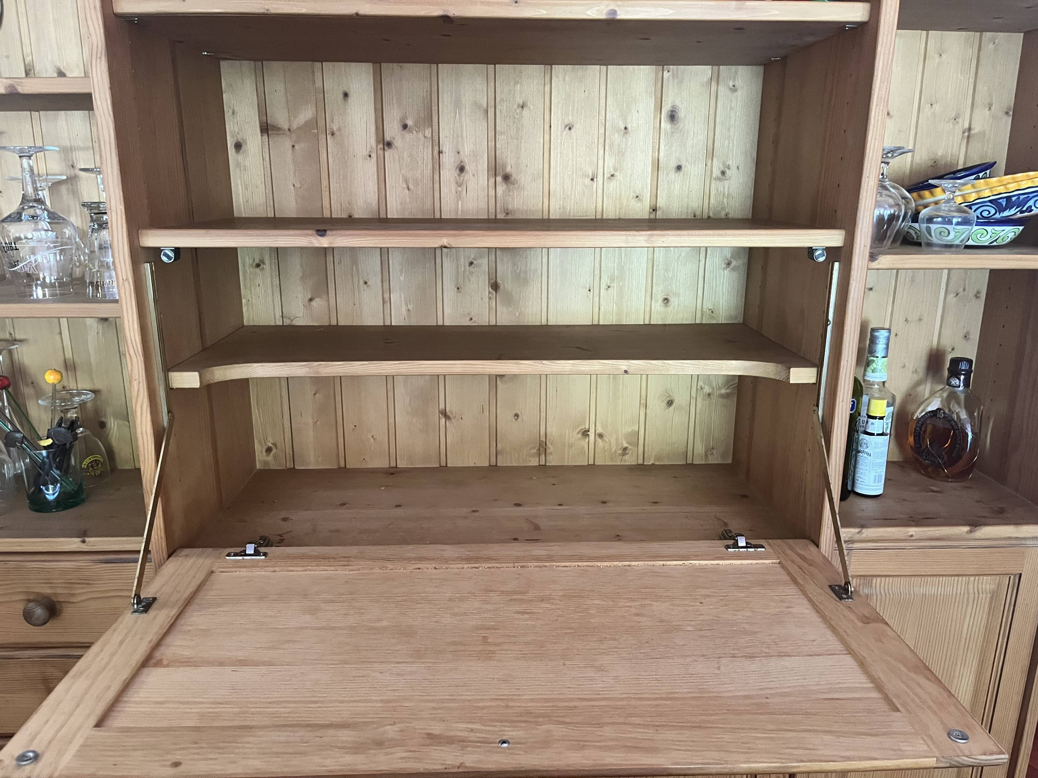 Meuble bar bibliothèque en pin massif