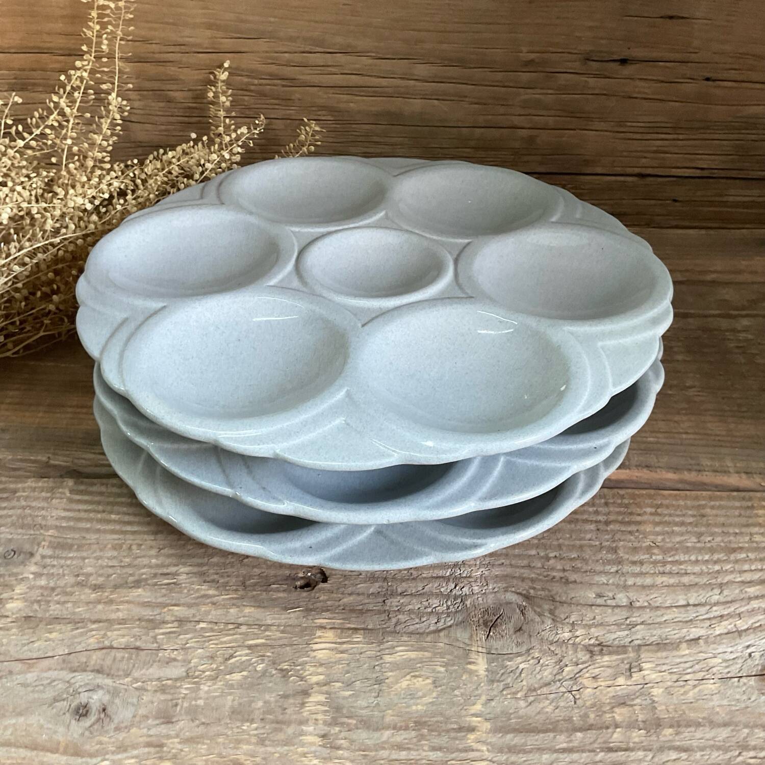 3 Art Deco oyster plates Digoin Sarreguemines