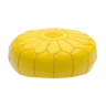 Yellow leather pouf