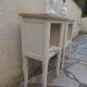 Pair of bedside tables, Elle and Lui, re-enchanted end tables in beige.