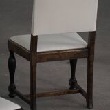 Set of 6 Swedish Grace dining chairs in birch with new upholstery, 1920s.