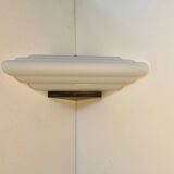 Vintage Murano opal glass corner wall lamp, by Vetri Italy 1970