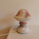 Table lamp in white opaline glass with coloured decorations