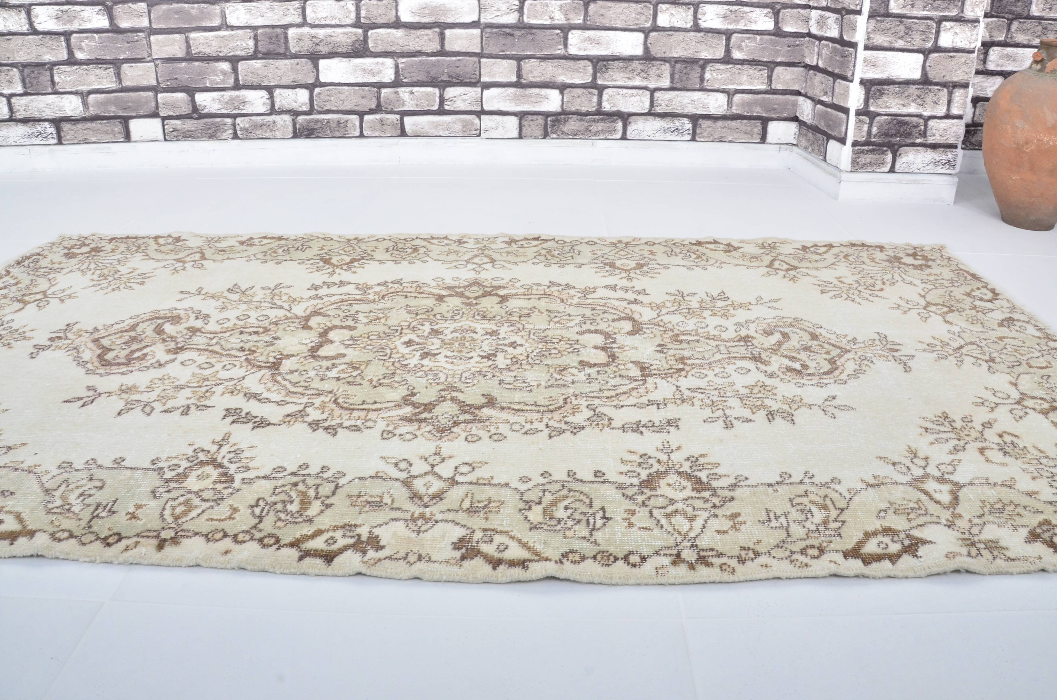 Beige And Brown Vintage Oushak Carpet sku 3578