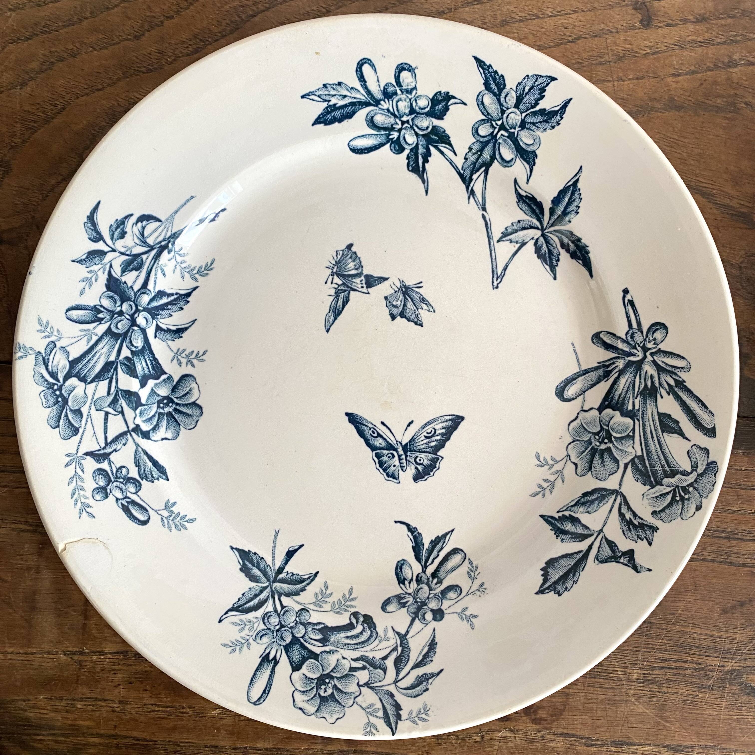 Badonviller ironstone dessert plates "Virginia Jasmine"