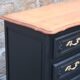 Louis XV style black commode with natural wood top – 3 drawers