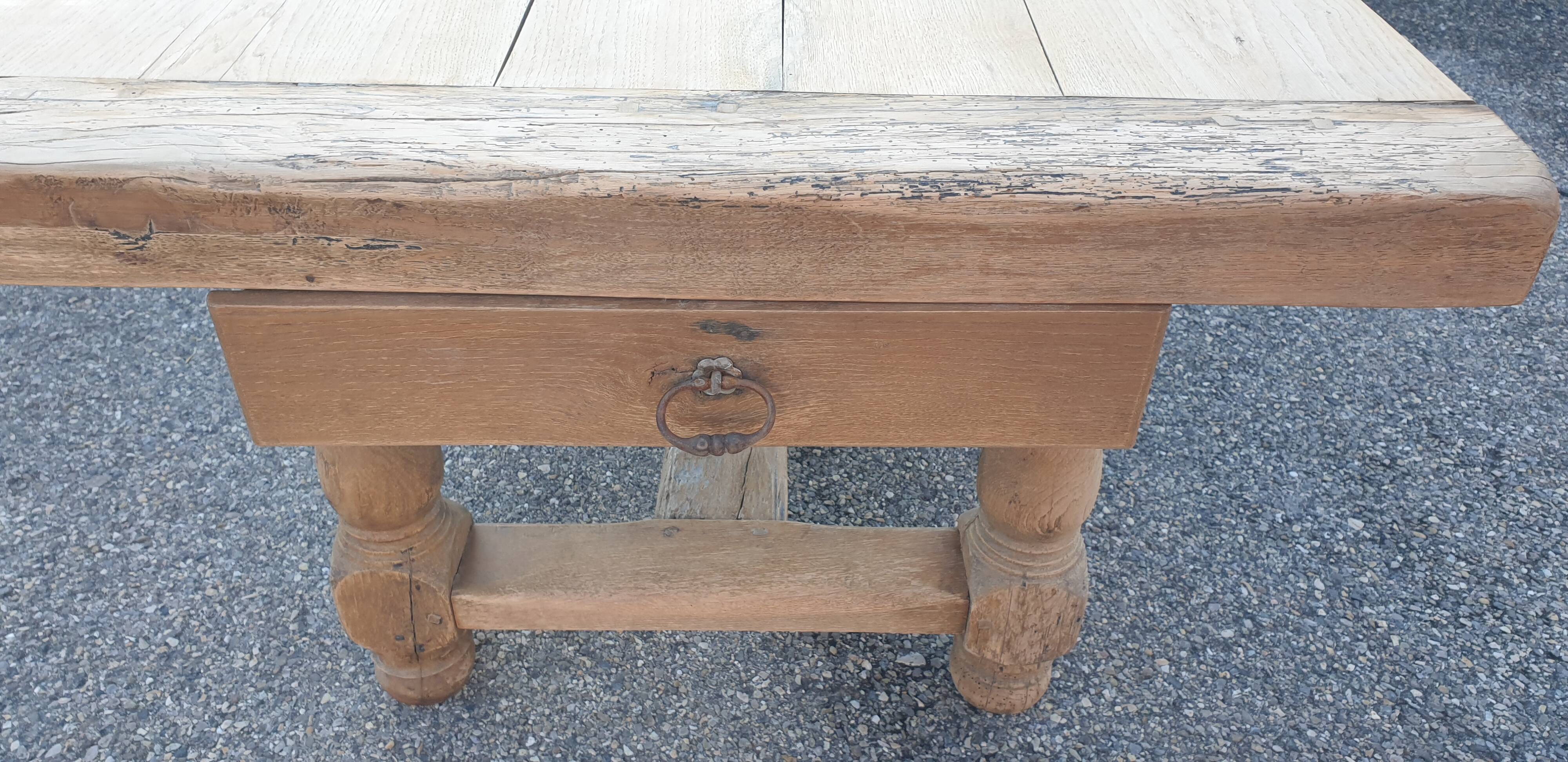 Farm table, 1 drawer, 3 metres long