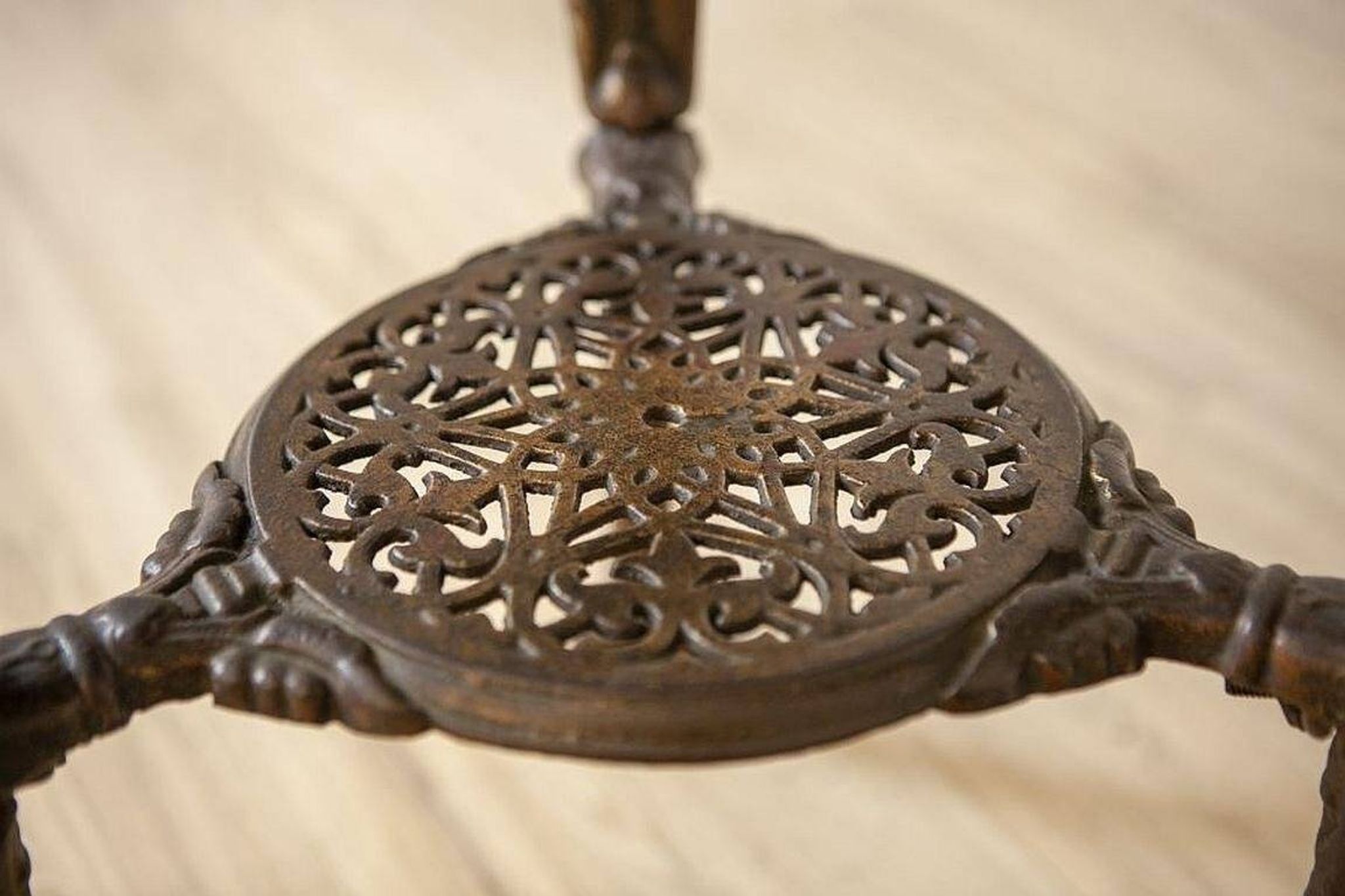 Vintage Oval Coffee Table on Cast Iron Base, 1950s