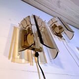 Three Venini Sconces, beveled smoked glass, Italy, 1970