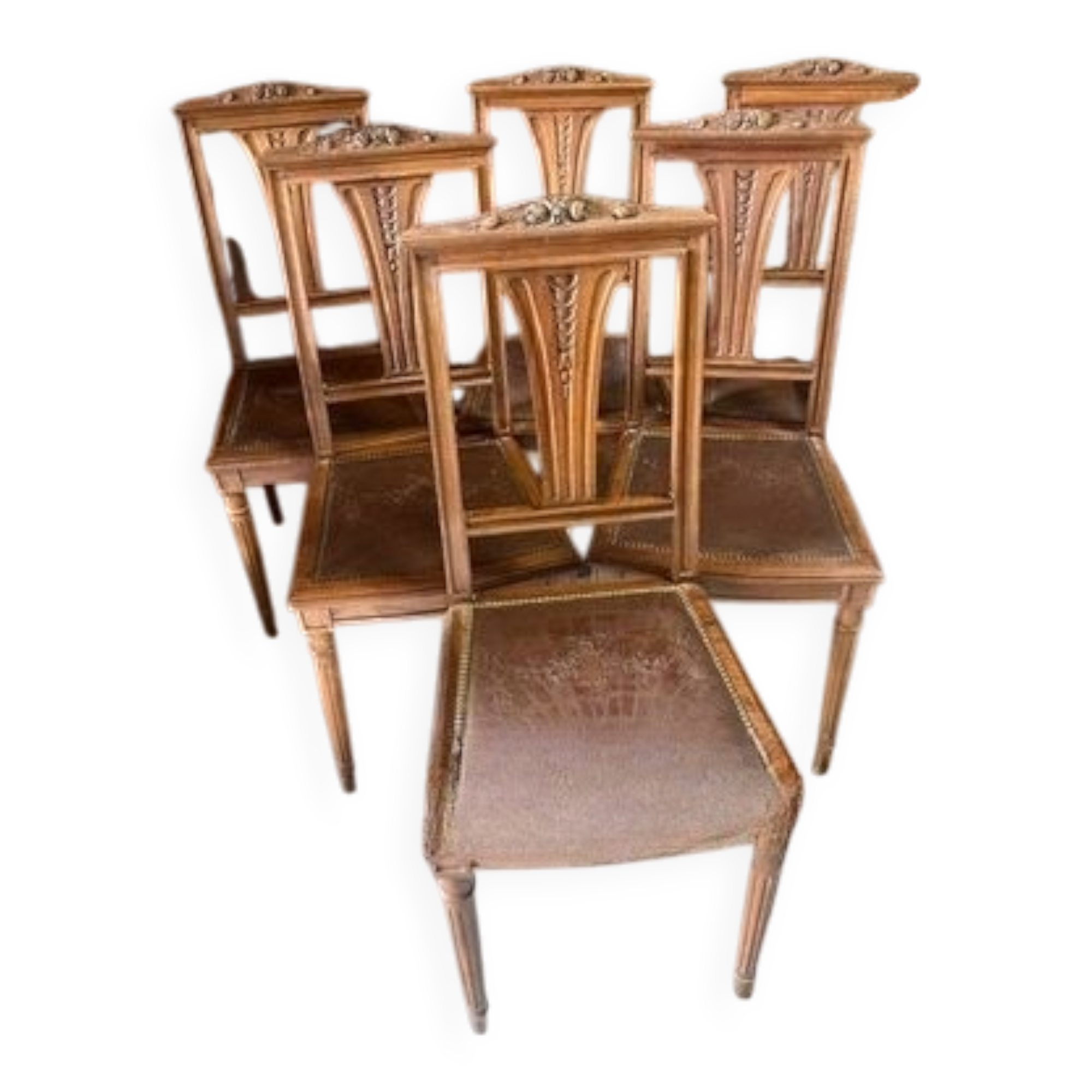 Set of 6 vintage Art Deco chairs ref 223