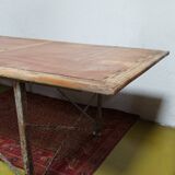 Large industrial metal and beech table