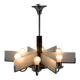 Six-Arm Art Deco Chandelier in Chrome and Sandblasted Glass, 1940s