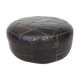 Mid-century round leather ottoman
