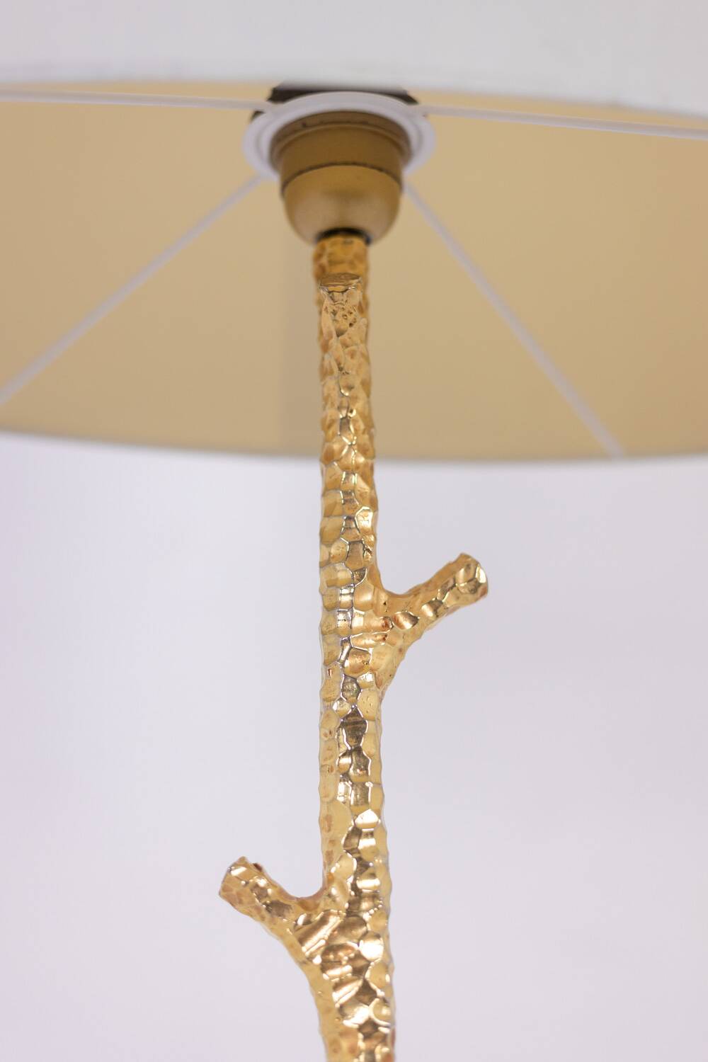 Pair of gilded metal floor lamps. 20th century.