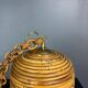 Midcentury Italian pencil reed rattan bamboo and brass hanging lamp pendant