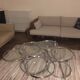 Round coffee table in glass and chrome 4 removable trays