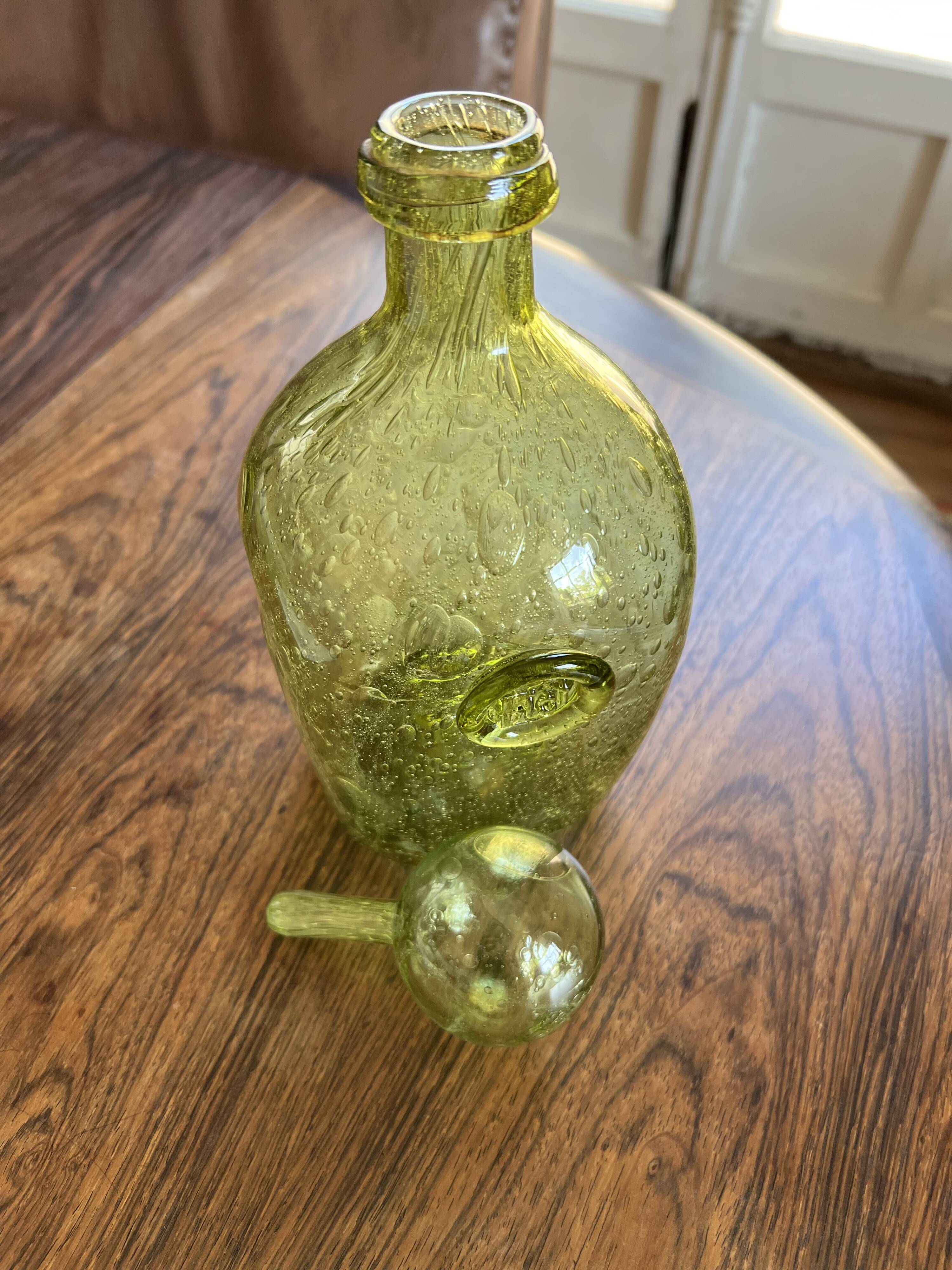 Biot carafe in blown glass