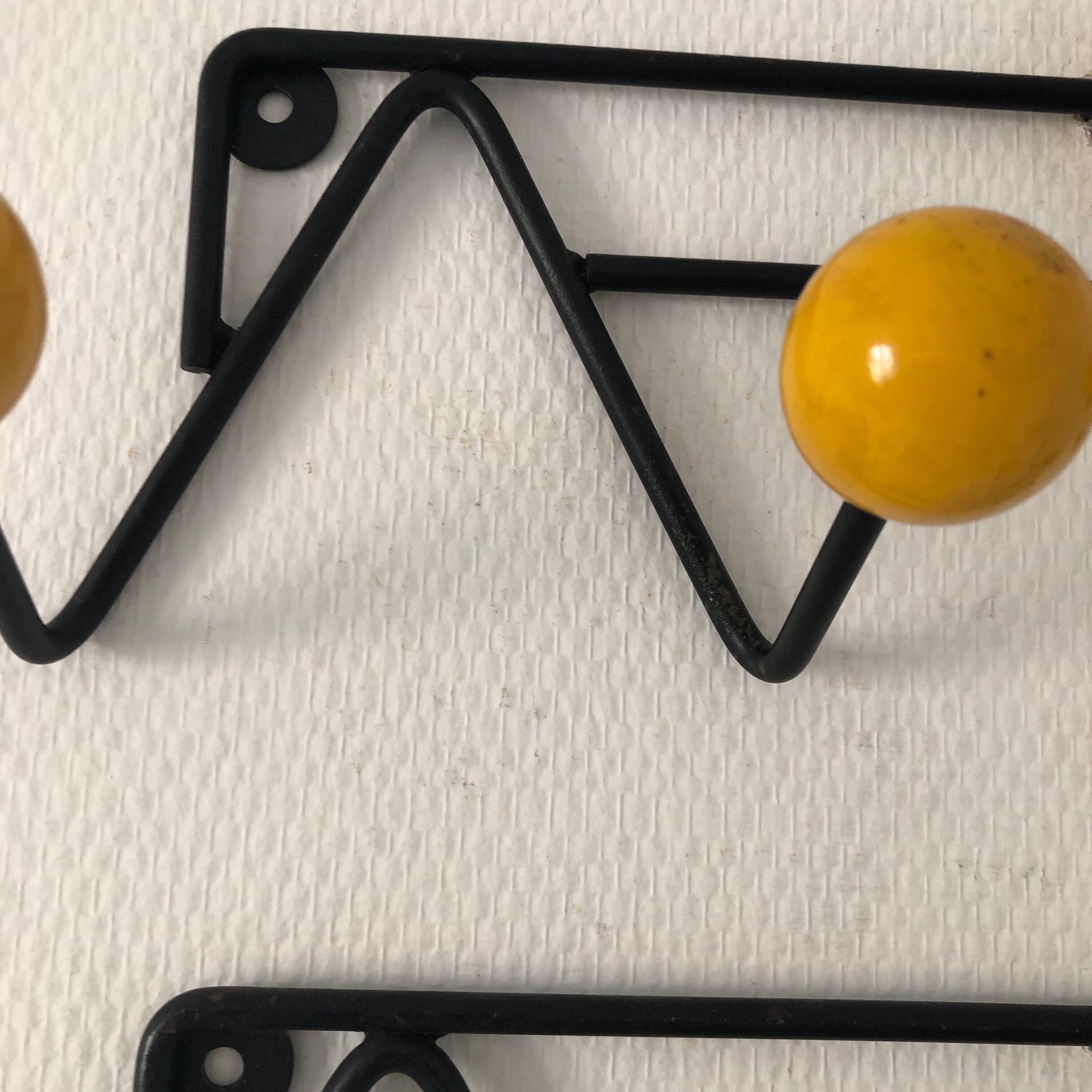 Pair coat racks balls 4 vintage patères 1960