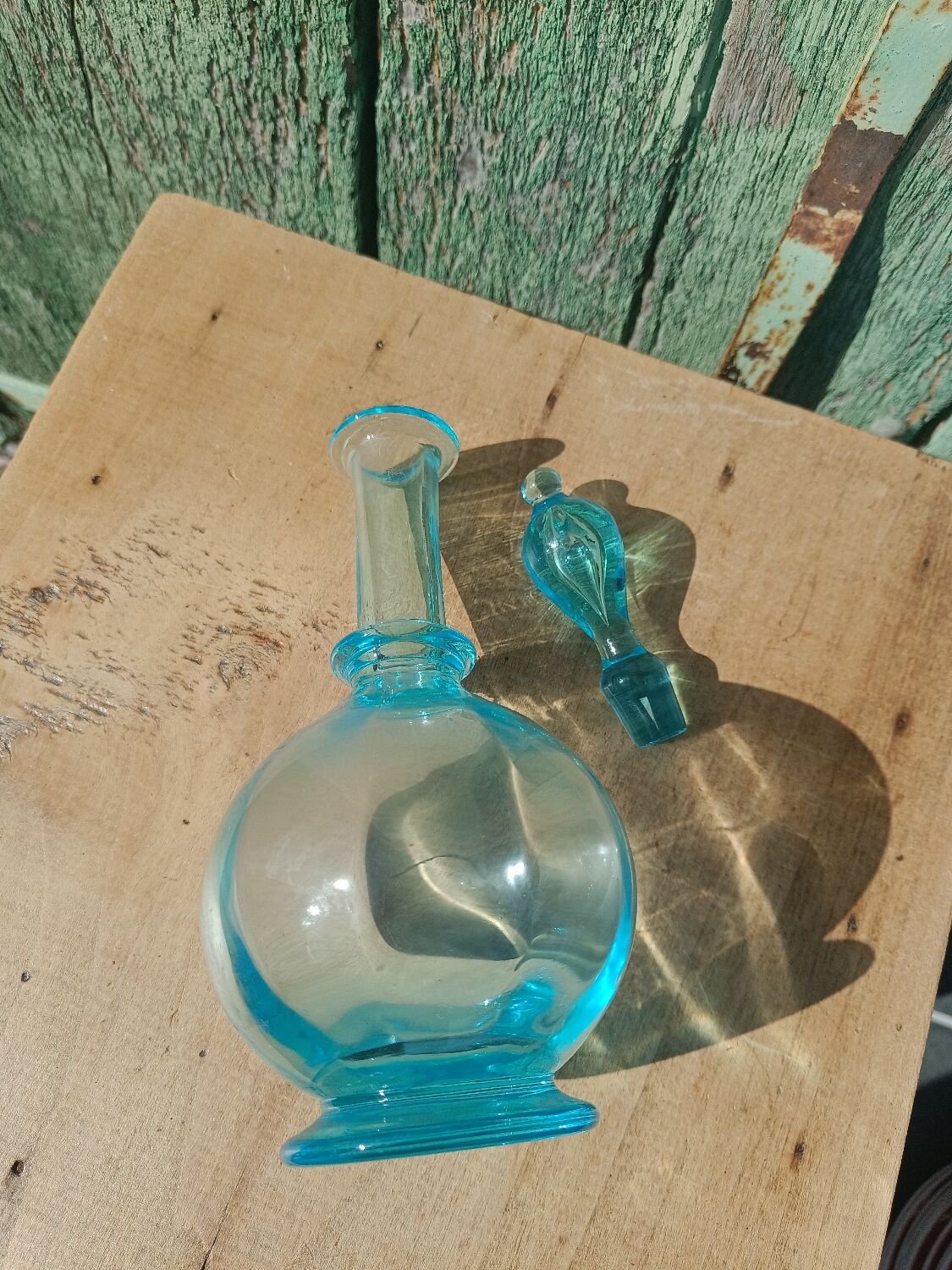 Old blue glass bottle