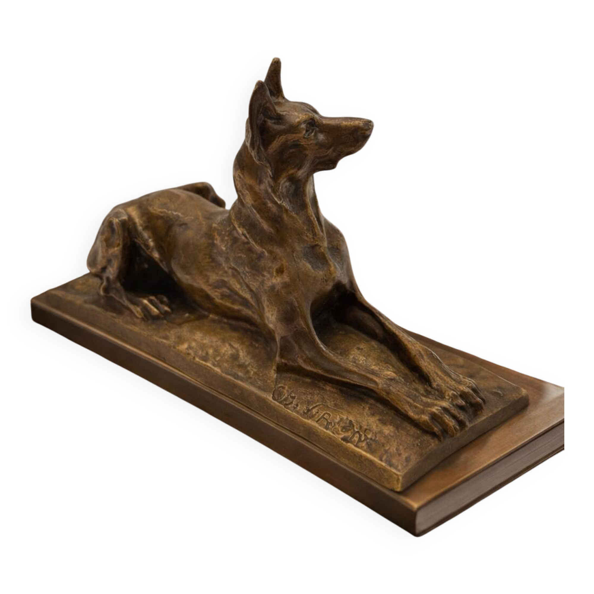 Bronze sculpture "German Shepherd" by Charles Virion (1865-1946)
