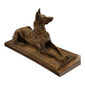 Bronze sculpture "German Shepherd" by Charles Virion (1865-1946)