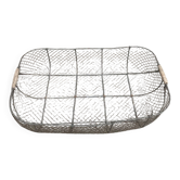 Grand panier ancien de récolte en grillage métal
