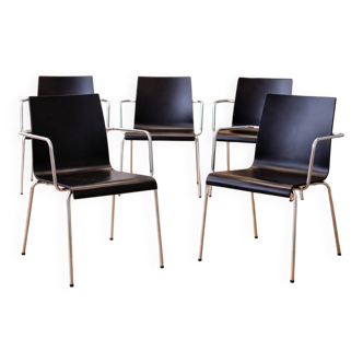 eta Furniture (Denmark) — Steel Tube & Wood Chairs (Set of 5) — Scandinavia