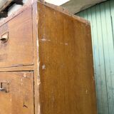 Vintage 50s wooden clamshell workshop furniture