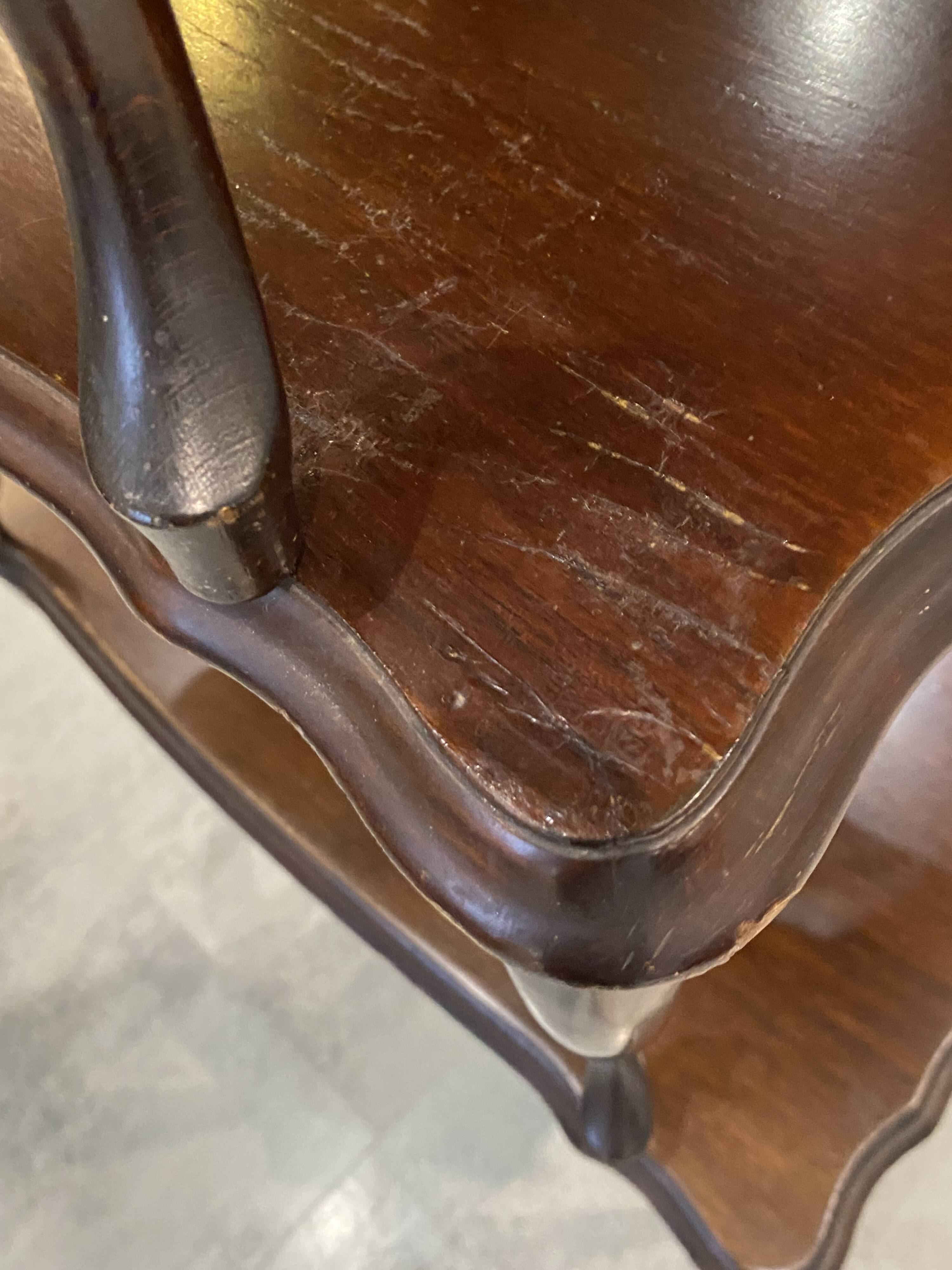 Set of 3 rustic nesting coffee tables in Louis XV style from 1950.
