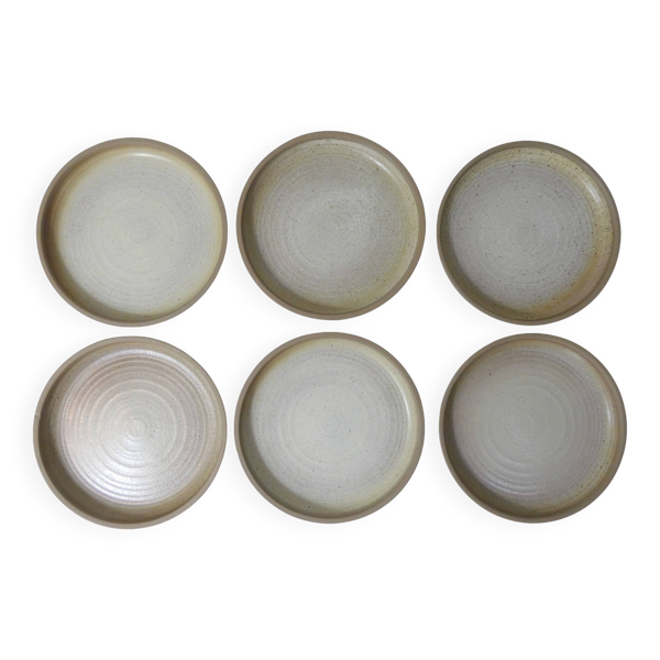 6 assiettes à dessert en grès vintage