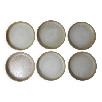 6 vintage stoneware dessert plates
