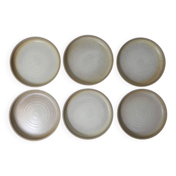6 assiettes à dessert en grès vintage