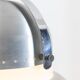 Industrial style suspension in brushed metal and opaline. 1970s.
