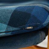 Scandinavian oak and blue wool armchair