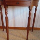 Set of 2 half-moon console tables with drawer - cherry wood - Louis Philippe style