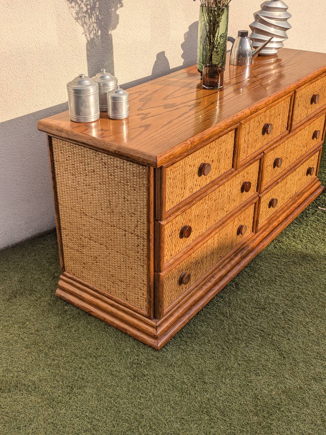 Vintage Enfilade Commode Maugrion Rattan - Roche Bobois