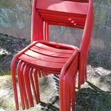 Series of 8 red Tolix chairs