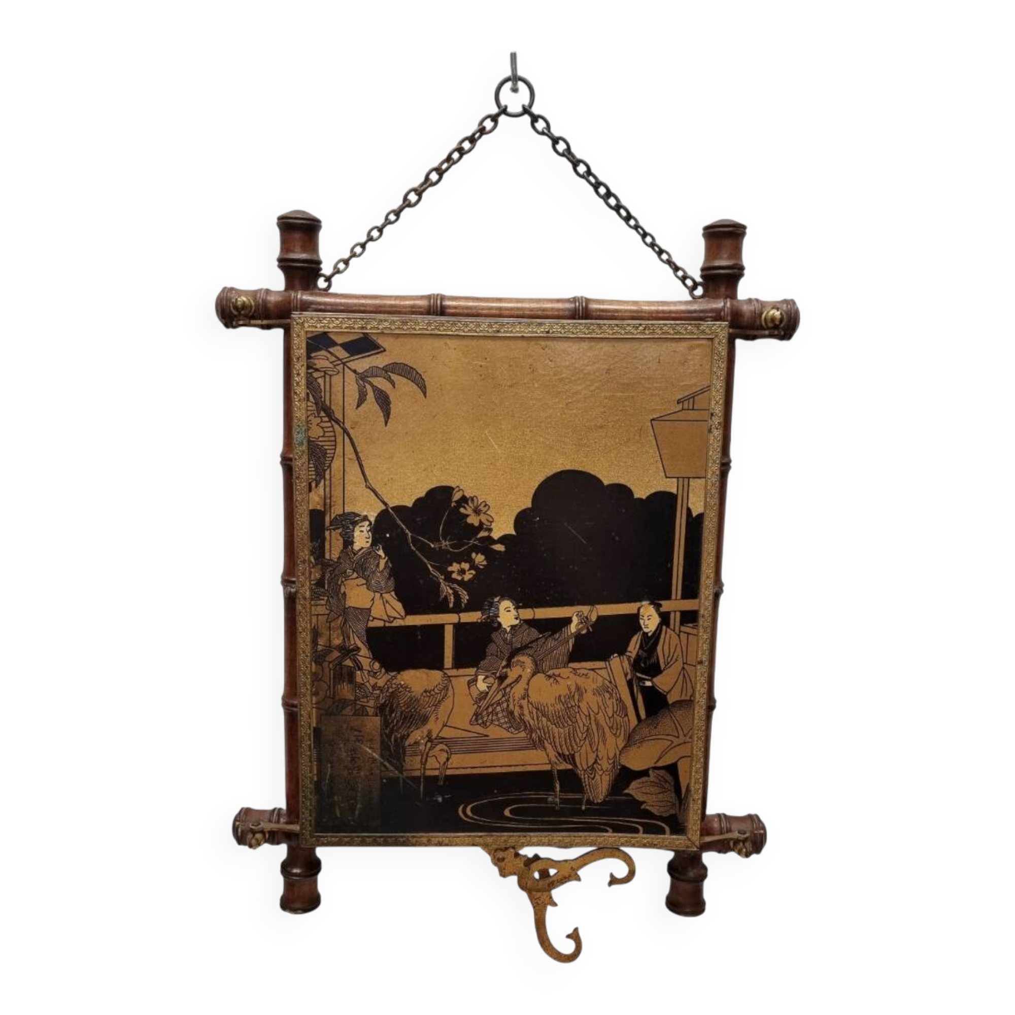 Antique Japanese style triptych mirror