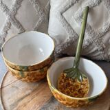 Old set of bowls and spoons in the shape of vintage pineapple