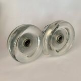 Pair of Mid-Century Wall Sconces in Glass and Chrome