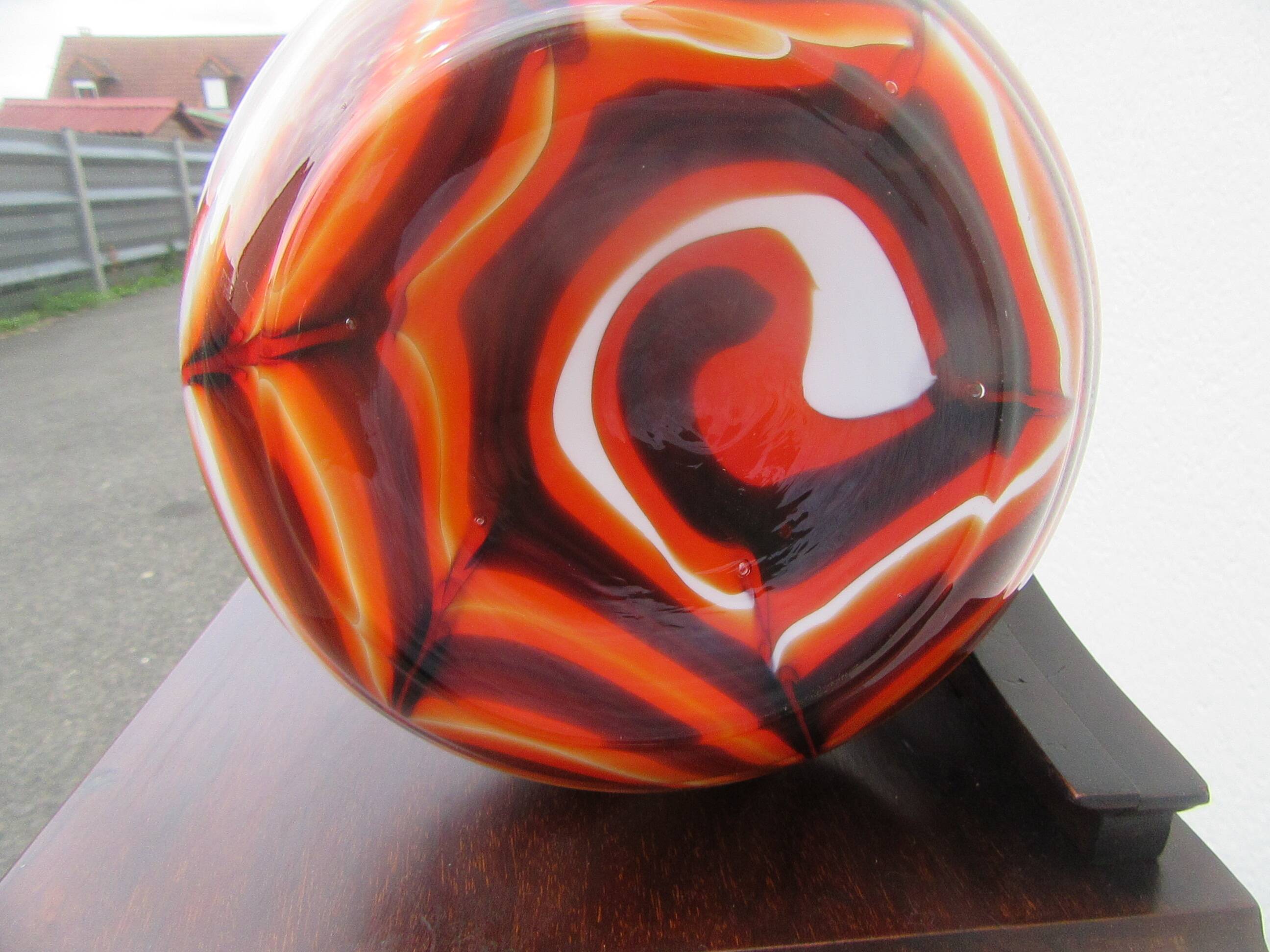 vintage orange and white Florentine opaline vase