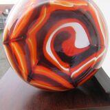 Vase vintage en opaline florentine orange et blanche