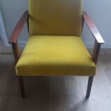 Pair of redone chairs with nine yellow velvet