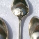 12 Apollo silver metal spoons in Transition Louis XV XVI style