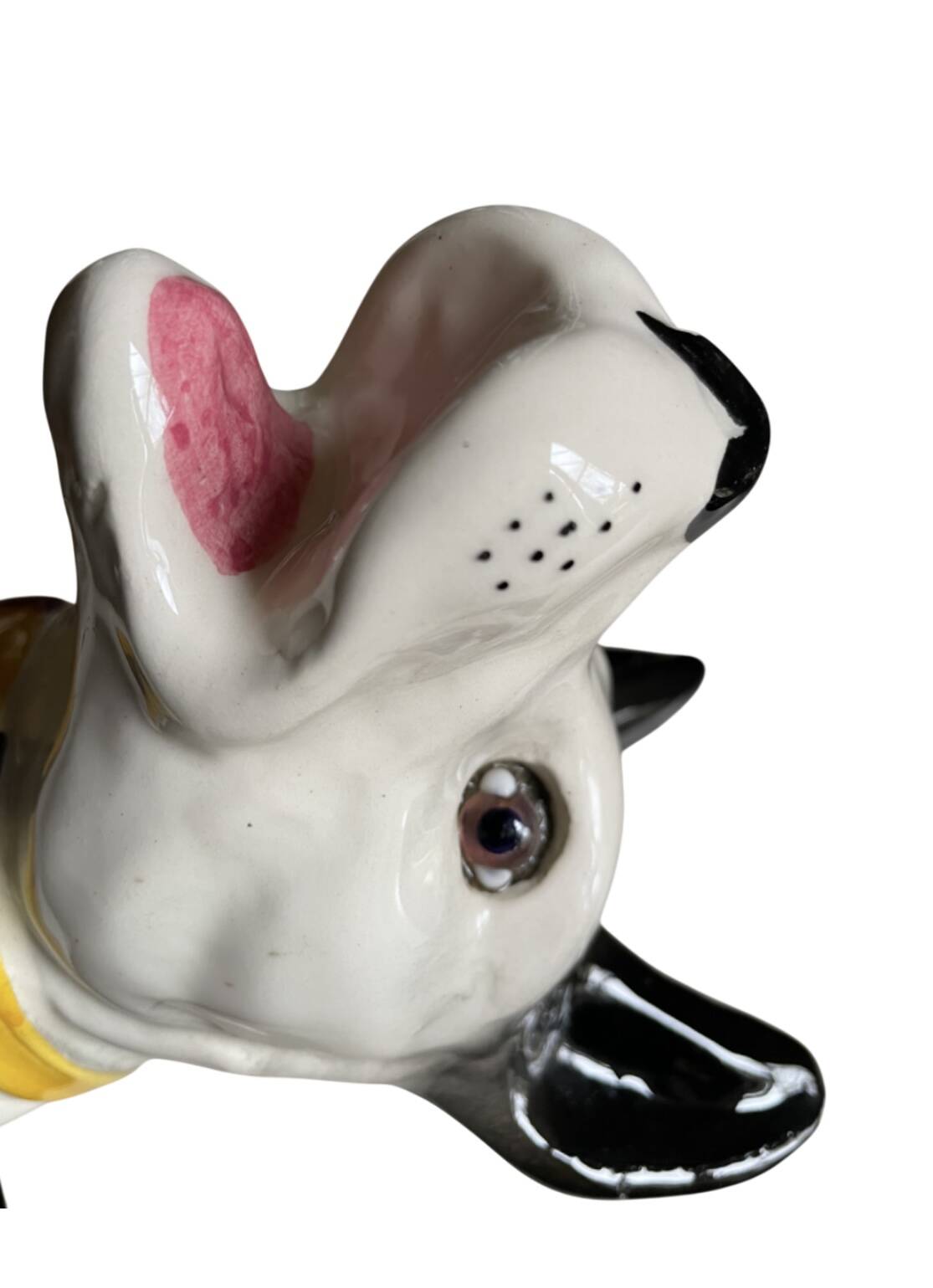 DESVRES earthenware dog with sulphide eyes, 1950