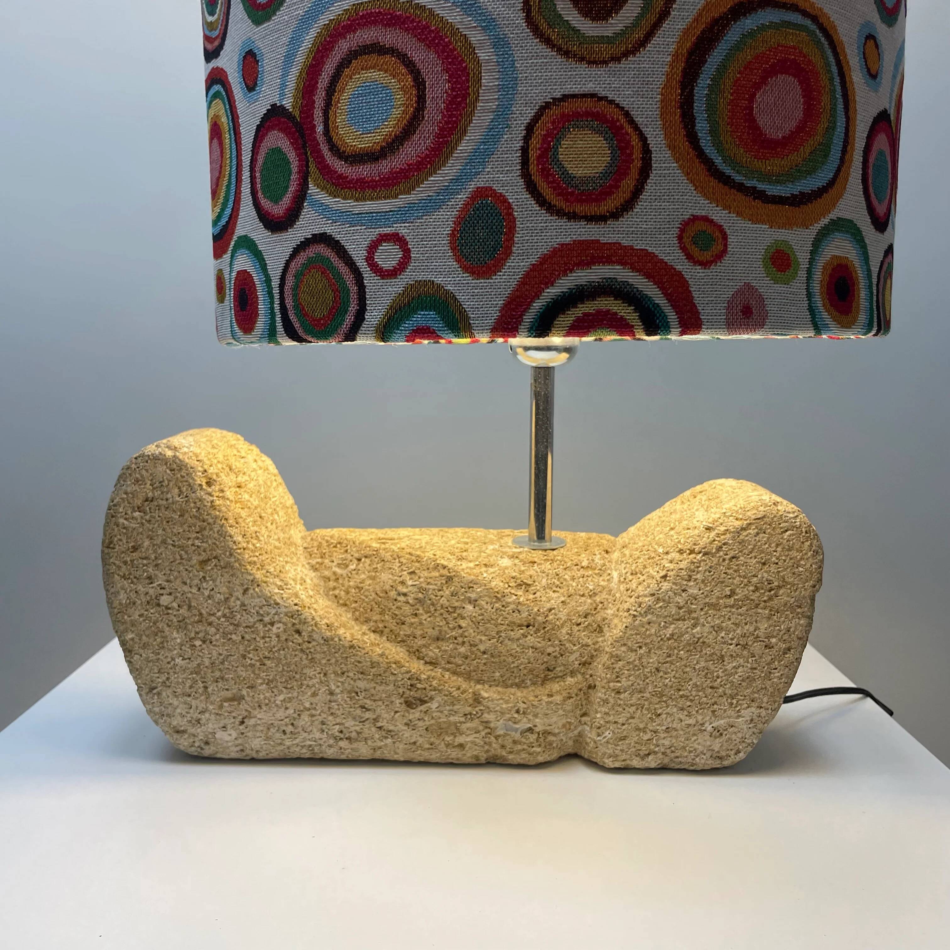 1960s organic French stone table lamp